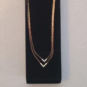 Gold Colored Joan Rivers Necklace with Rhinestone Details